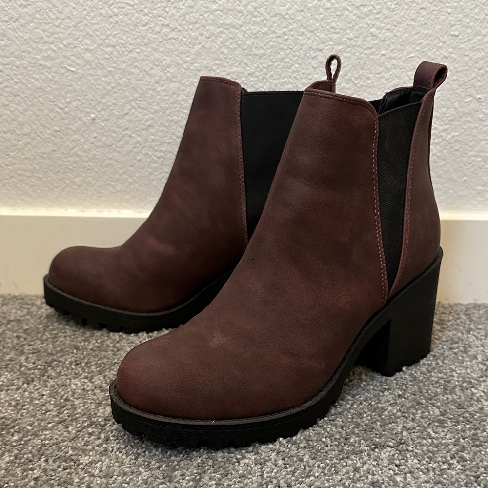 Dirty Laundry Burgundy Ankle Booties